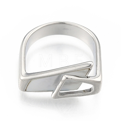 Natural Shell Trapezoid Open Cuff Ring RJEW-N039-12P-1