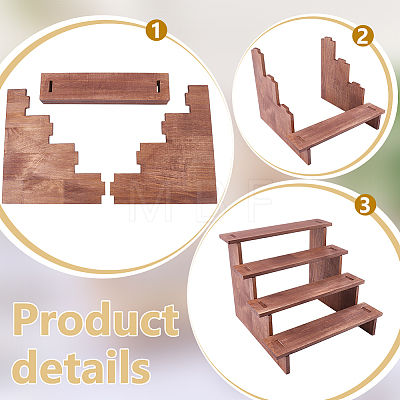 4-Tier Wood Action Figure Storage Display Risers ODIS-WH0038-306B-1
