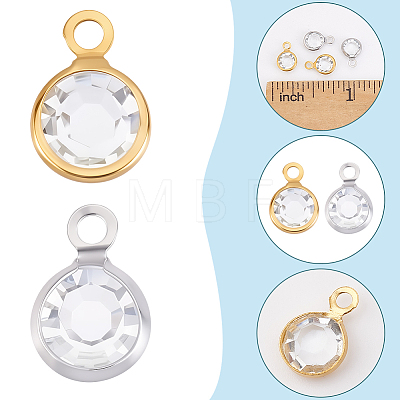 80Pcs 2 Colors 304 Stainless Steel with Glass Charms STAS-BBC0009-70-1