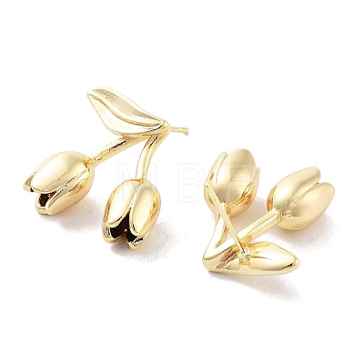 Brass Stud Earrings KK-B082-25G-1