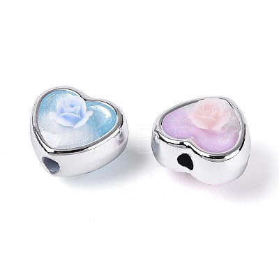 CCB & Resin Heart and Flower Pendants CCB-T013-01M-1