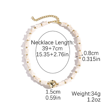 Bohemian Oval Alloy with Synthetic Turquoise Bone Shaped Beaded Necklaces FS-WG16541-04-1