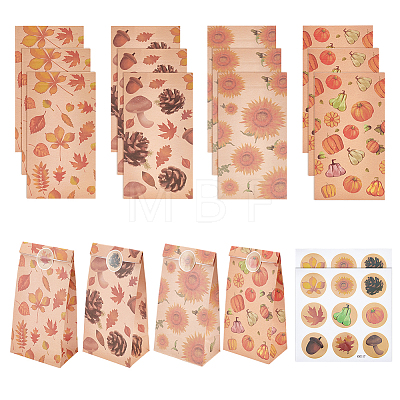 12Pcs 4 Styles Thanksgiving Day Rectangle Kraft Paper Candy Storage Pouches Gift Shopping Bags CARB-WH0019-01-1