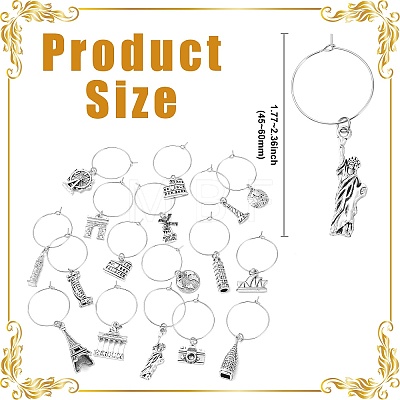 34Pcs 17 Styles Wine Glass Charms AJEW-CJ00016-1