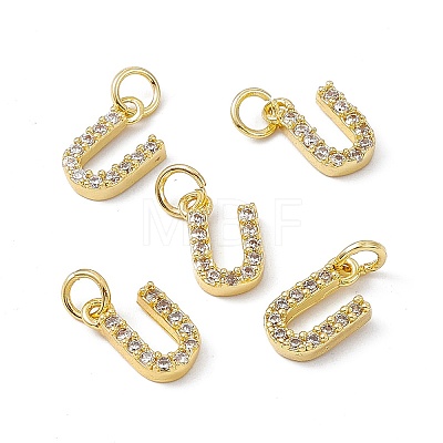 Real 18K Gold Plated Brass Micro Pave Clear Cubic Zirconia Charms KK-E068-VB452-U-1