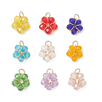 9Pcs Electroplate Glass Charms PALLOY-JF04759-1