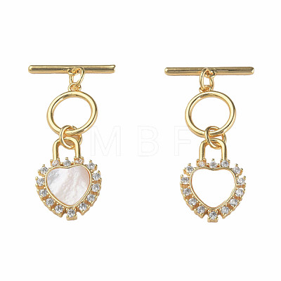 Brass Micro Pave Clear Cubic Zirconia Toggle Clasps KK-N233-244-1