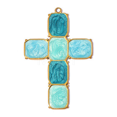 304 Stainless Steel with Enamel Pendants SA-OY002-65G-02-1