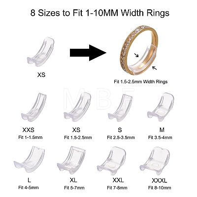 8Pcs 8 Sizes Plastic Invisible Ring Size Adjuster X-TOOL-H005-01-1