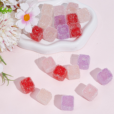 20Pcs 4 Colors Drusy Cube Resin Rhinestone Beads RESI-PA0001-43A-1