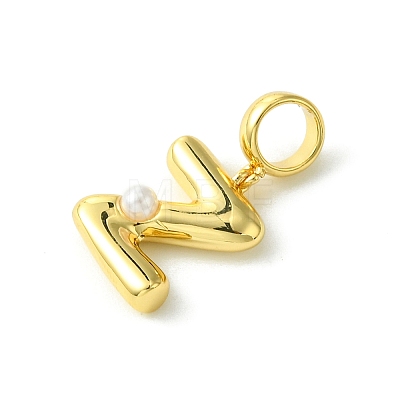 Rack Plating Brass with ABS Plastic Pearl European Dangle Charms KK-G501-02Z-G-1
