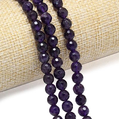 Natural Amethyst Beads Strands G-B165-A10-6mm-1
