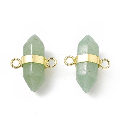 Natural  Green Aventurine Double Terminal Pointed Connector Charms G-P491-11G-02-1