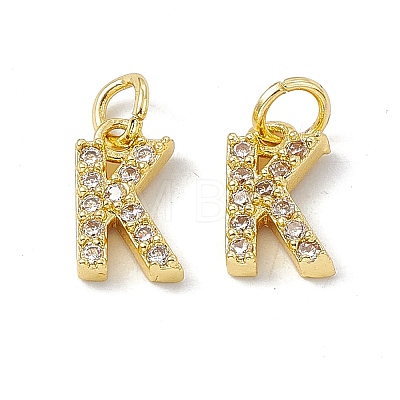 Real 18K Gold Plated Brass Micro Pave Clear Cubic Zirconia Charms KK-E068-VB452-K-1