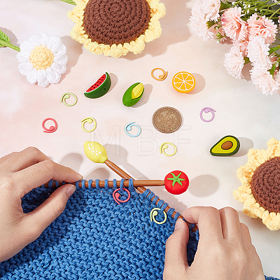  Fruits & Vegetables Silicone Knitting Needle Point Protectors DIY-NB0009-48-1