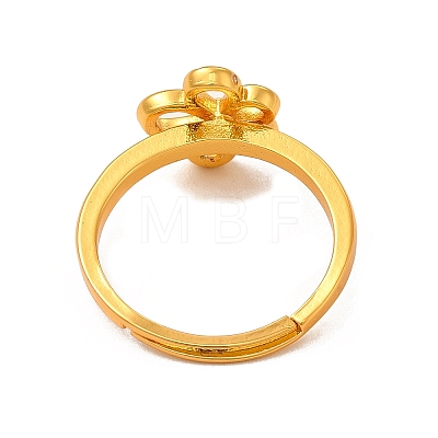 Rack Plating Brass Hollow Out Flower Adjustable Ring for Women RJEW-C048-05G-1