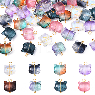 10Pcs Glass Pendants PALLOY-YW00061-01-1