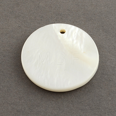 Flat Round Sea Shell Charms SSHEL-R025-6mm-1