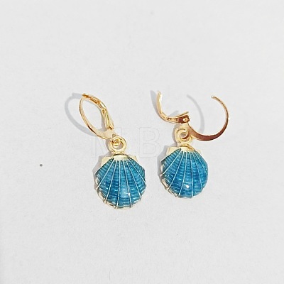 Ocean Theme Alloy Enamel Shell Shape Leverback Earrings FS-WG4EEAF-10-1