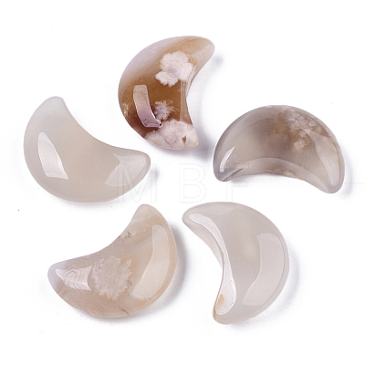 Moon Shape Natural Cherry Blossom Agate Healing Crystal Pocket Palm Stones G-T132-001H-1