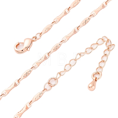 Brass Twisted Bar Link Chain Necklaces NJEW-D302-63RG-1