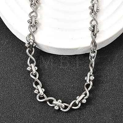 304 Stainless Steel Oval Infinity Link Chain Necklaces for Women Men NJEW-K249-20B-P-1