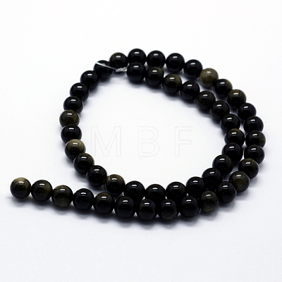 Natural Golden Sheen Obsidian Beads Strands G-I199-14-12mm-1