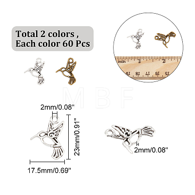 120Pcs 2 Colors Zinc Alloy Pendants FIND-AR0002-63-1