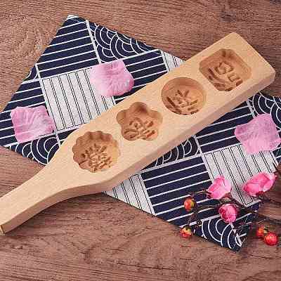 Star & & Flower & Flat Round & Square Wooden Press Mooncake Molds BAKE-SZ0001-06-1