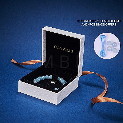 SUNNYCLUE Natural Aquamarine Round Beads Stretch Bracelets BJEW-PH0001-8mm-19-1