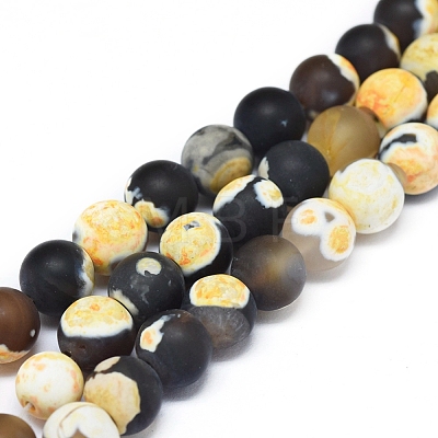 Natural Agate Bead Strands G-E393-8mm-08H-1