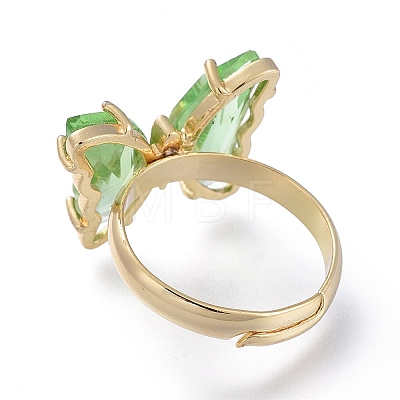 Adjustable Brass Glass Finger Rings RJEW-P148-A01-05-1