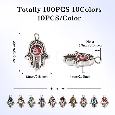 100Pcs 10 Colors Tibetan Style Alloy Pendants FIND-TA0001-78-1
