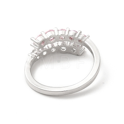 Clear & Pink Cubic Zirconia Adjustable Ring RJEW-C050-08P-1