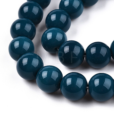 Opaque Solid Color Glass Beads Strands GLAA-T032-P8mm-14-1