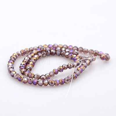 AB Color Plated Glass Faceted(32 Facets) Round Beads Strands GLAA-A027-3mm-AB05-1