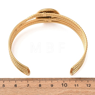 304 Stainless Steel Multi-strand Cuff Bracelet Blanks with Flat Round Bezel Settings SA-CBA4160-01C-G-1