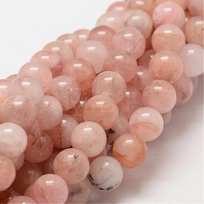 Natural Morganite Round Bead Strands G-O143-05-8mm-1