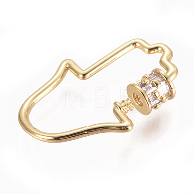 Brass Micro Pave Cubic Zirconia Screw Carabiner Lock Charms ZIRC-F105-11G-1