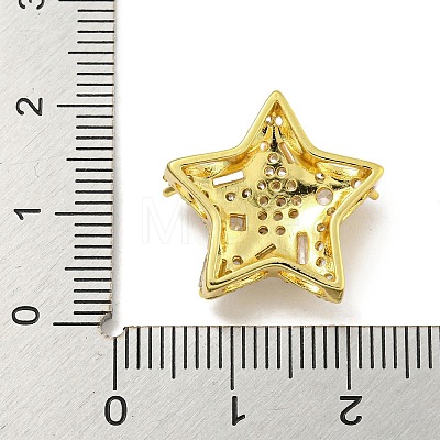 Rack Plating Brass Micro Pave Clear Cubic Zirconia Slide Charms ZIRC-I065-01A-G-1