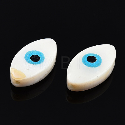 Evil Eye Natural Freshwater Shell Beads SHEL-F001-34-1