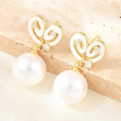 Valentine's Day Brass Clear Cubic Zirconia Dangle Stud Earrings EJEW-Z164-07G-01-1