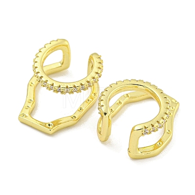 Brass Micro Pave Cubic Zirconia Cuff Earrings EJEW-C104-020G-1