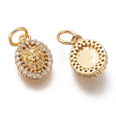 Brass Micro Pave Clear Cubic Zirconia Charms ZIRC-C020-54G-1