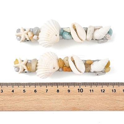 4Pcs 4 Styles Natural Shell Hair Barrettes PHAR-TA000013-1