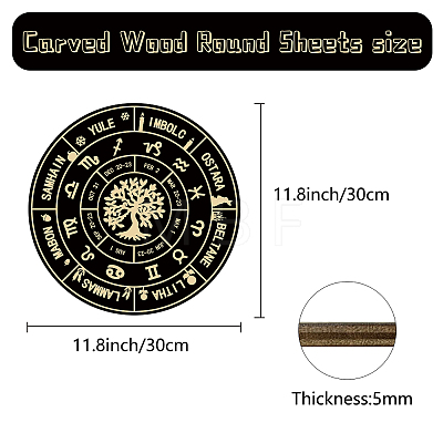 Carved Wood Round Sheets AJEW-WH0333-002-1