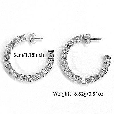Rhodium Plated 925 Sterling Silver Ring Stud Earrings RE2963-3-1