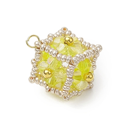 Beaded Cube Charms PALLOY-MZ00440-1