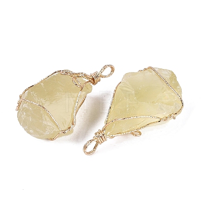 Raw Rough Natural Yellow Quartz(Heated) Big Pendants G-Q606-07-1