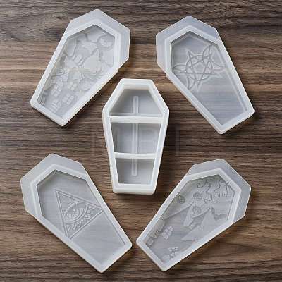 DIY Coffin Shape 3 compartments Storage Box Silicone Molds Kit DIY-E044-01-1
